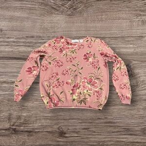 Alfred Dunner Women’s Pink Floral Sweater Beaded Sequins Size Small NEW NWT